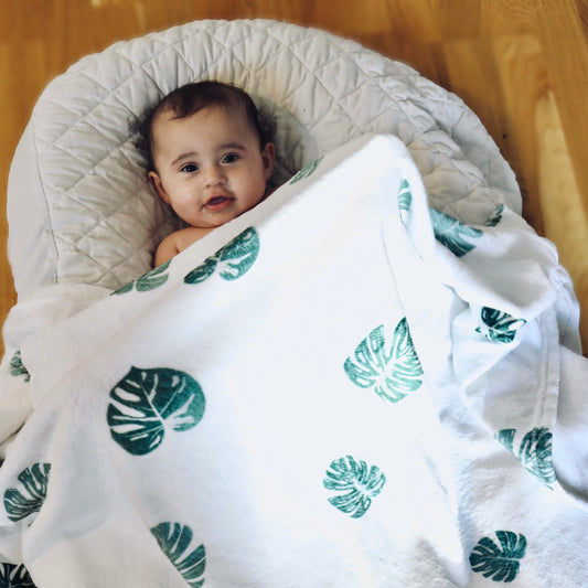 ´Monstera variegata soft baby blanket